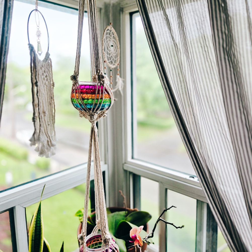 Rainbow Hanging Planter with Macrame Hanger
